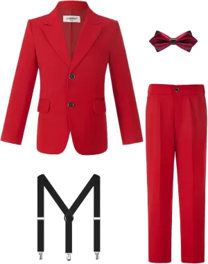 2-Piece Boys Formal Suits Slim Fit Suit Set for Dress Clothes Kids Wedding Christmas Suits