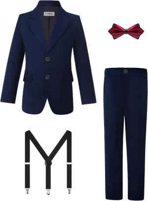 2-Piece Boys Formal Suits Slim Fit Suit Set for Dress Clothes Kids Wedding Christmas Suits