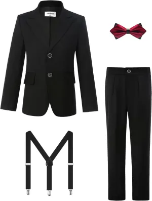 2-Piece Boys Formal Suits Slim Fit Suit Set for Dress Clothes Kids Wedding Christmas Suits