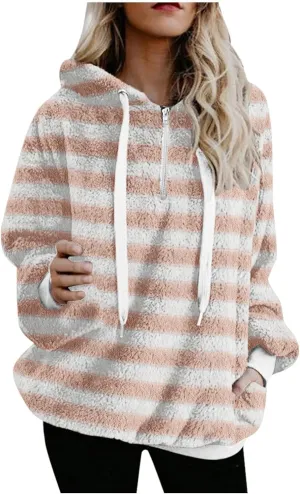 2023 Winter Womens Fuzzy Fleece Hoodies Sweatshirts Casual Long Sleeves Shaggy Sherpa Pullover With Pockets Pullover