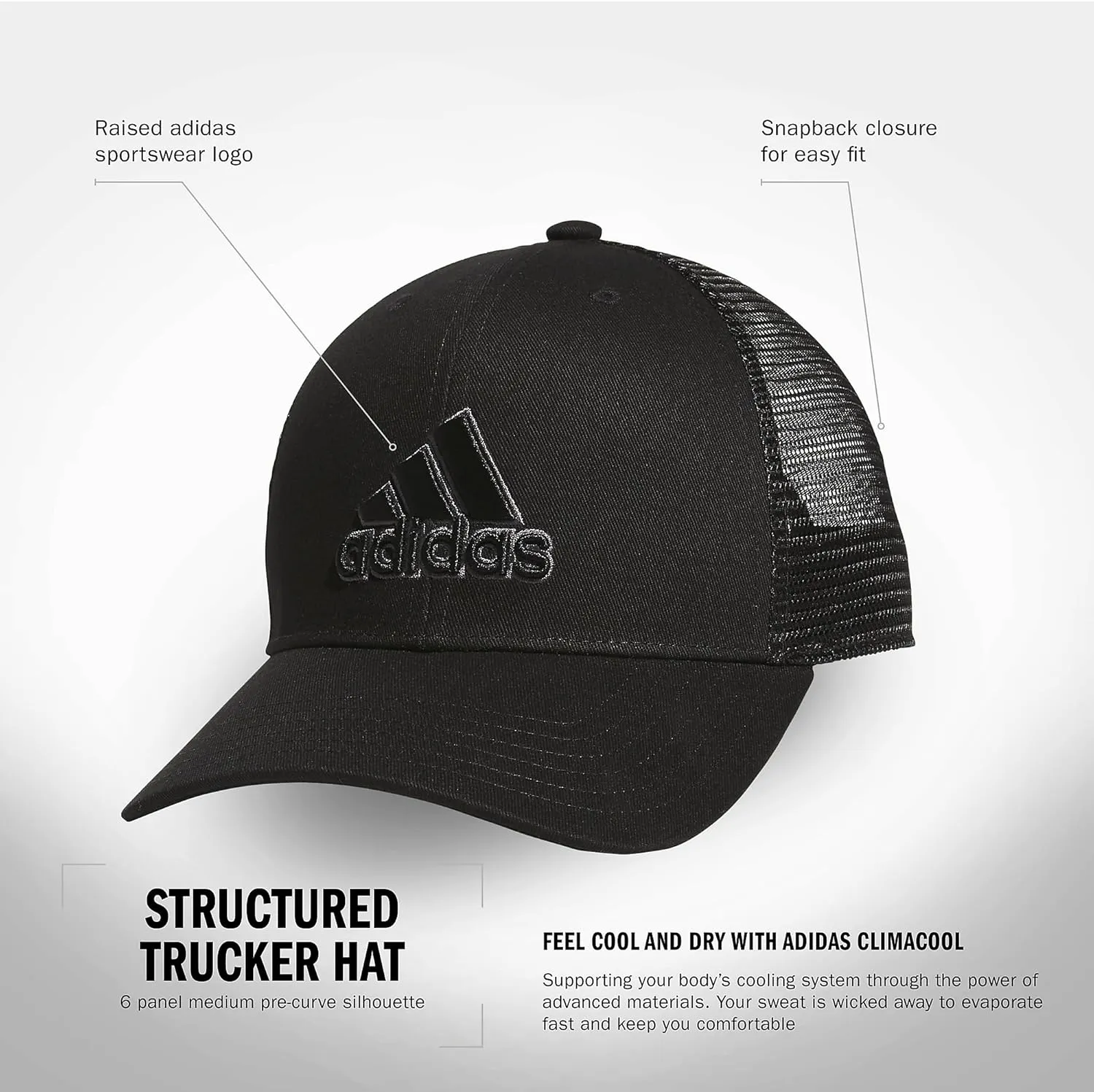 adidas Men's Mesh Back Structured Low Crown Adjustable Fit Snapback Hat