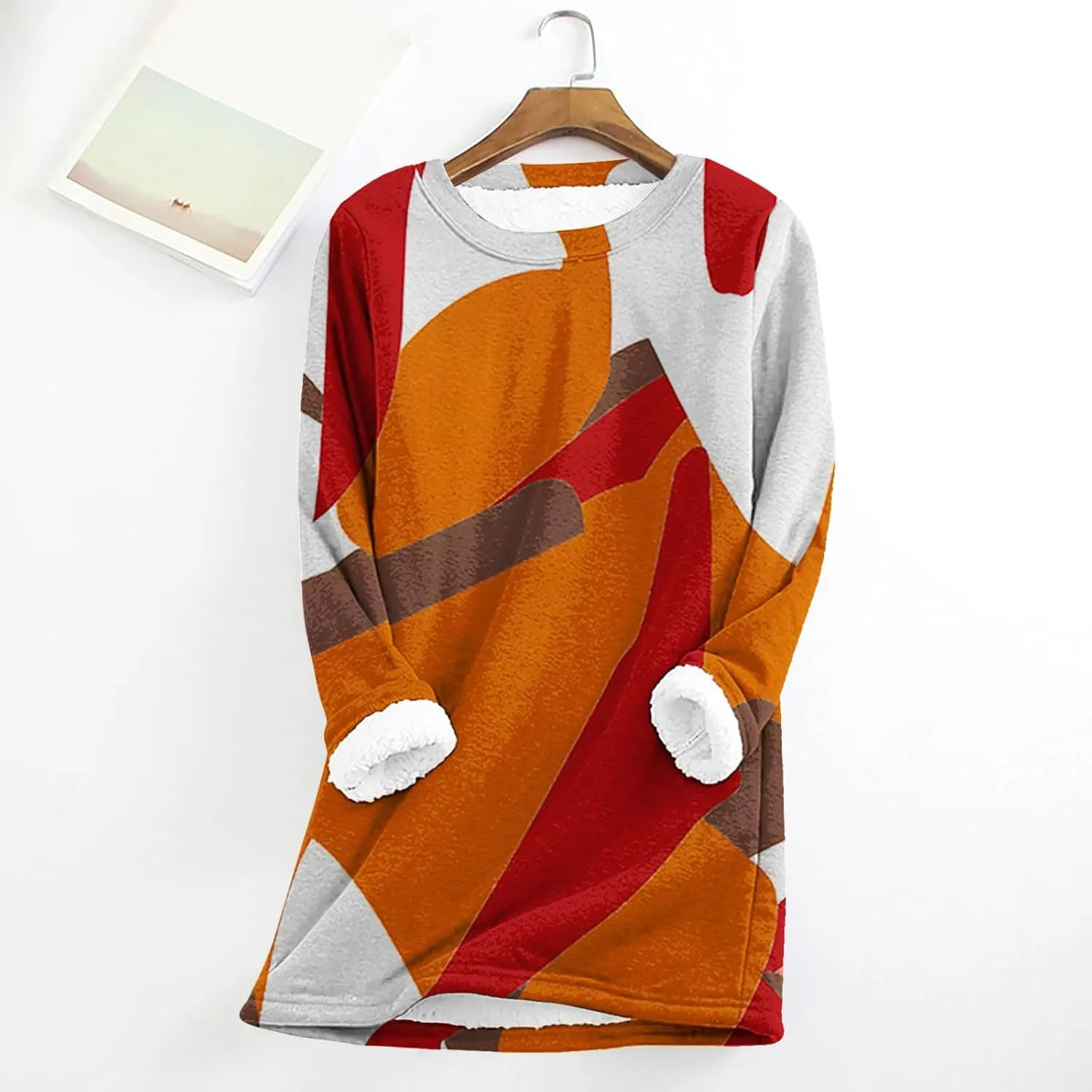 aihihe Sherpa Fleece Crewneck Sweatshirts Women 2024 Winter Warm Pullover Fleece Linend Thermal Long Sleeve Tops Loungewear