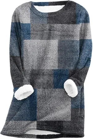 aihihe Sherpa Fleece Crewneck Sweatshirts Women 2024 Winter Warm Pullover Fleece Linend Thermal Long Sleeve Tops Loungewear