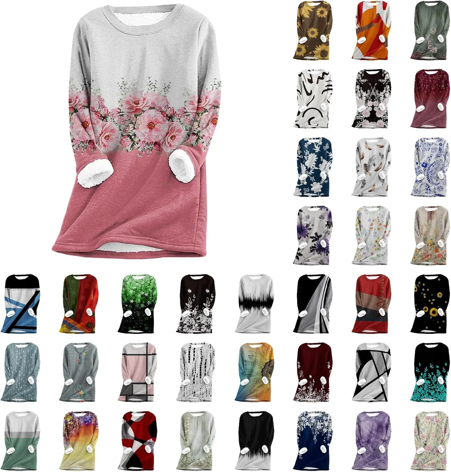 aihihe Sherpa Fleece Crewneck Sweatshirts Women 2024 Winter Warm Pullover Fleece Linend Thermal Long Sleeve Tops Loungewear