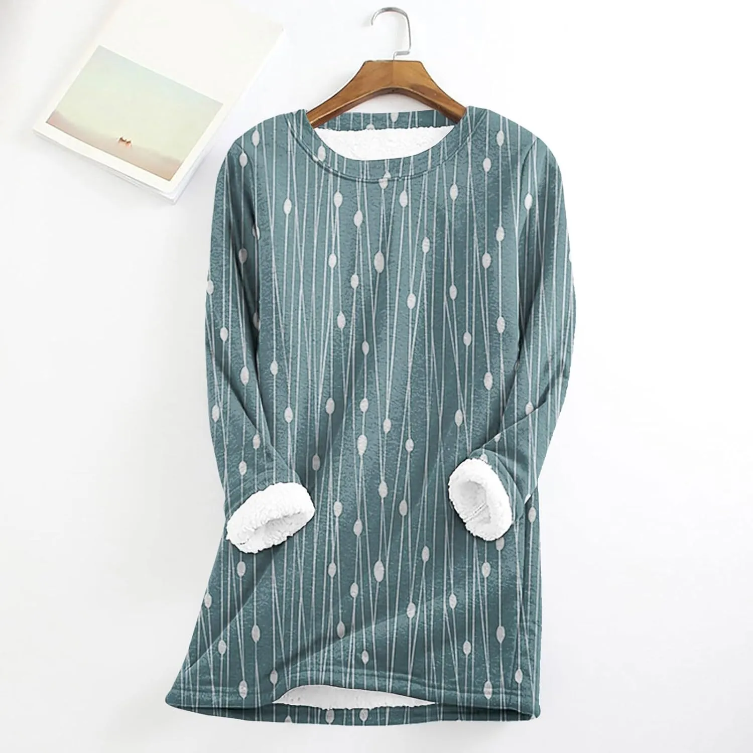aihihe Sherpa Fleece Crewneck Sweatshirts Women 2024 Winter Warm Pullover Fleece Linend Thermal Long Sleeve Tops Loungewear