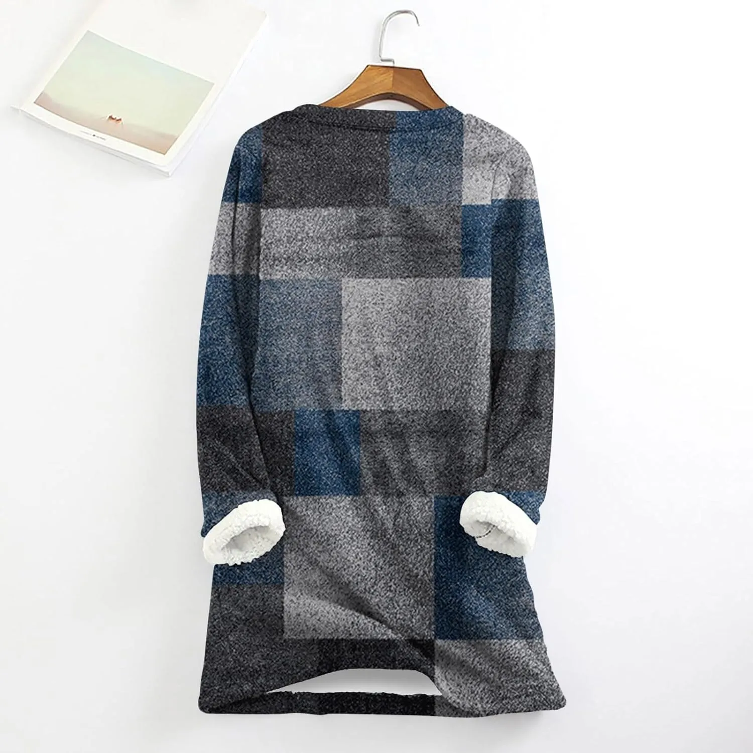 aihihe Sherpa Fleece Crewneck Sweatshirts Women 2024 Winter Warm Pullover Fleece Linend Thermal Long Sleeve Tops Loungewear