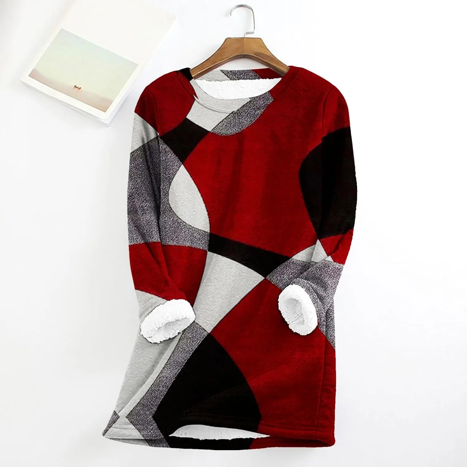 aihihe Sherpa Fleece Crewneck Sweatshirts Women 2024 Winter Warm Pullover Fleece Linend Thermal Long Sleeve Tops Loungewear