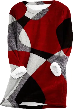 aihihe Sherpa Fleece Crewneck Sweatshirts Women 2024 Winter Warm Pullover Fleece Linend Thermal Long Sleeve Tops Loungewear
