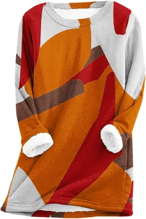 aihihe Sherpa Fleece Crewneck Sweatshirts Women 2024 Winter Warm Pullover Fleece Linend Thermal Long Sleeve Tops Loungewear