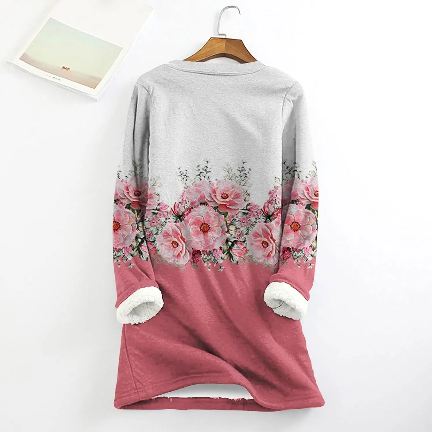 aihihe Sherpa Fleece Crewneck Sweatshirts Women 2024 Winter Warm Pullover Fleece Linend Thermal Long Sleeve Tops Loungewear