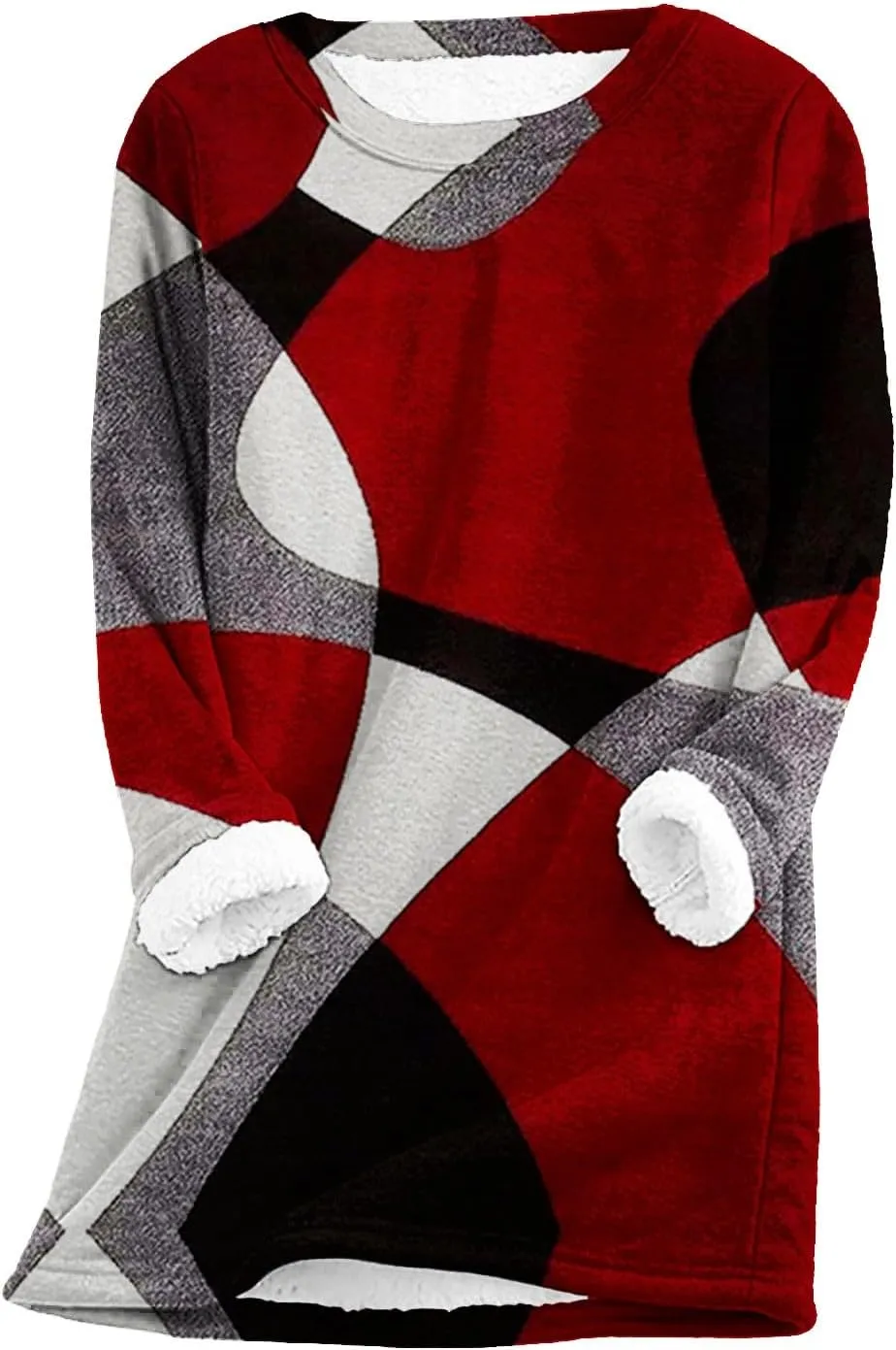 aihihe Sherpa Fleece Crewneck Sweatshirts Women 2024 Winter Warm Pullover Fleece Linend Thermal Long Sleeve Tops Loungewear
