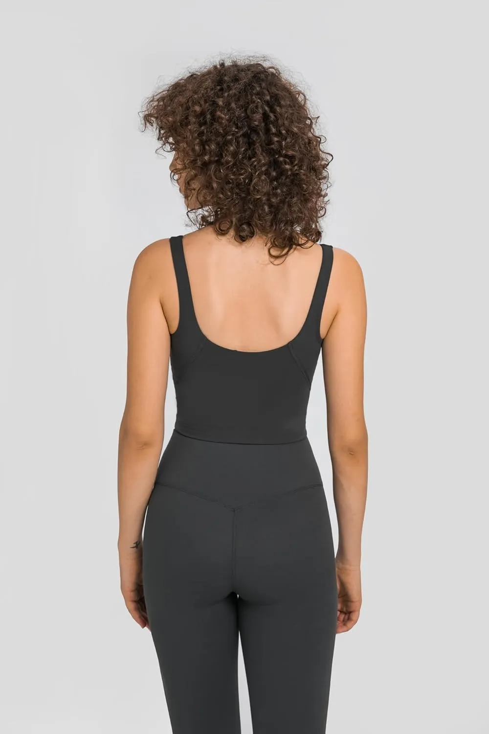 altiland V Neck Longline Sports Bra for Women, Padded Workout Yoga Cropped Tank with Medium Support
