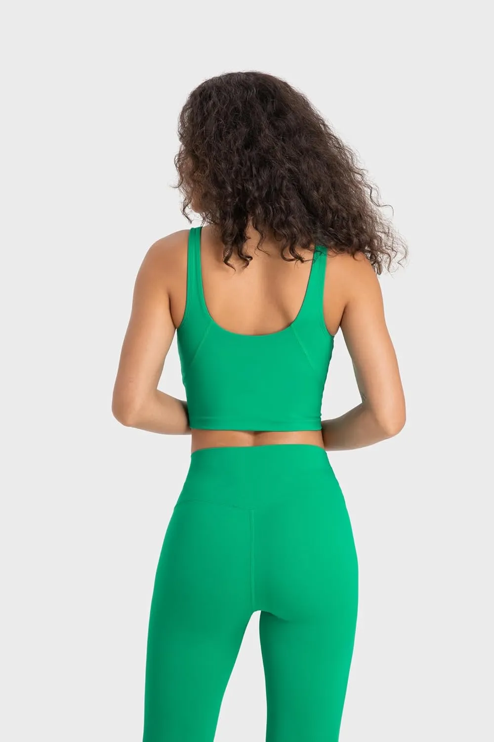 altiland V Neck Longline Sports Bra for Women, Padded Workout Yoga Cropped Tank with Medium Support