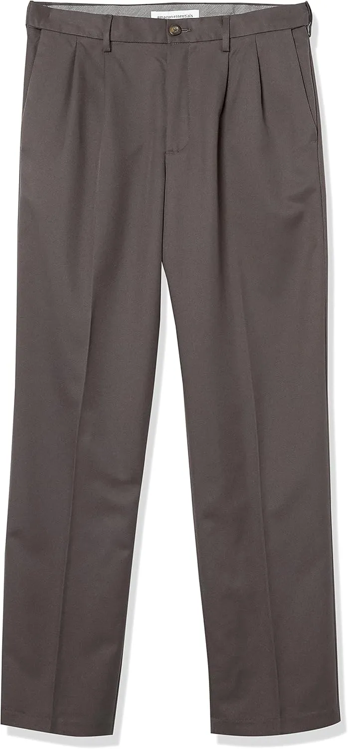 Amazon Essentials Men's Classic-Fit Expandable-Waist Pleated Dress Pant