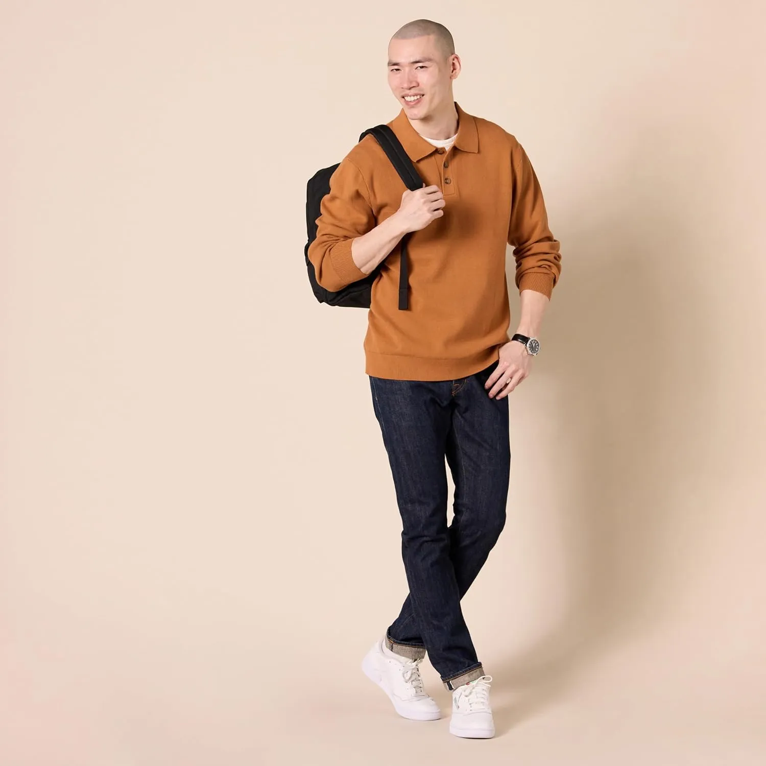 Amazon Essentials Men's Relaxed-Fit Knit Polo Sweater