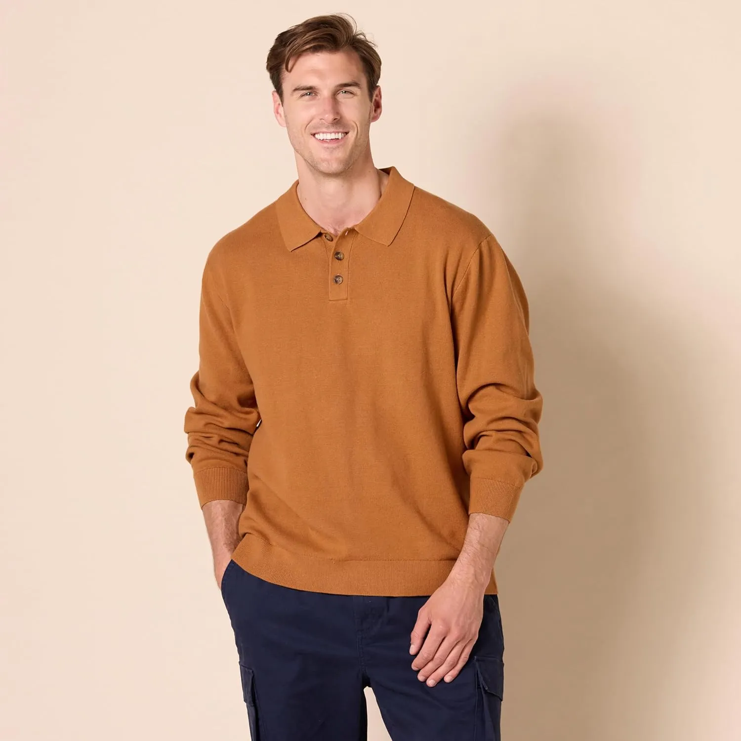 Amazon Essentials Men's Relaxed-Fit Knit Polo Sweater