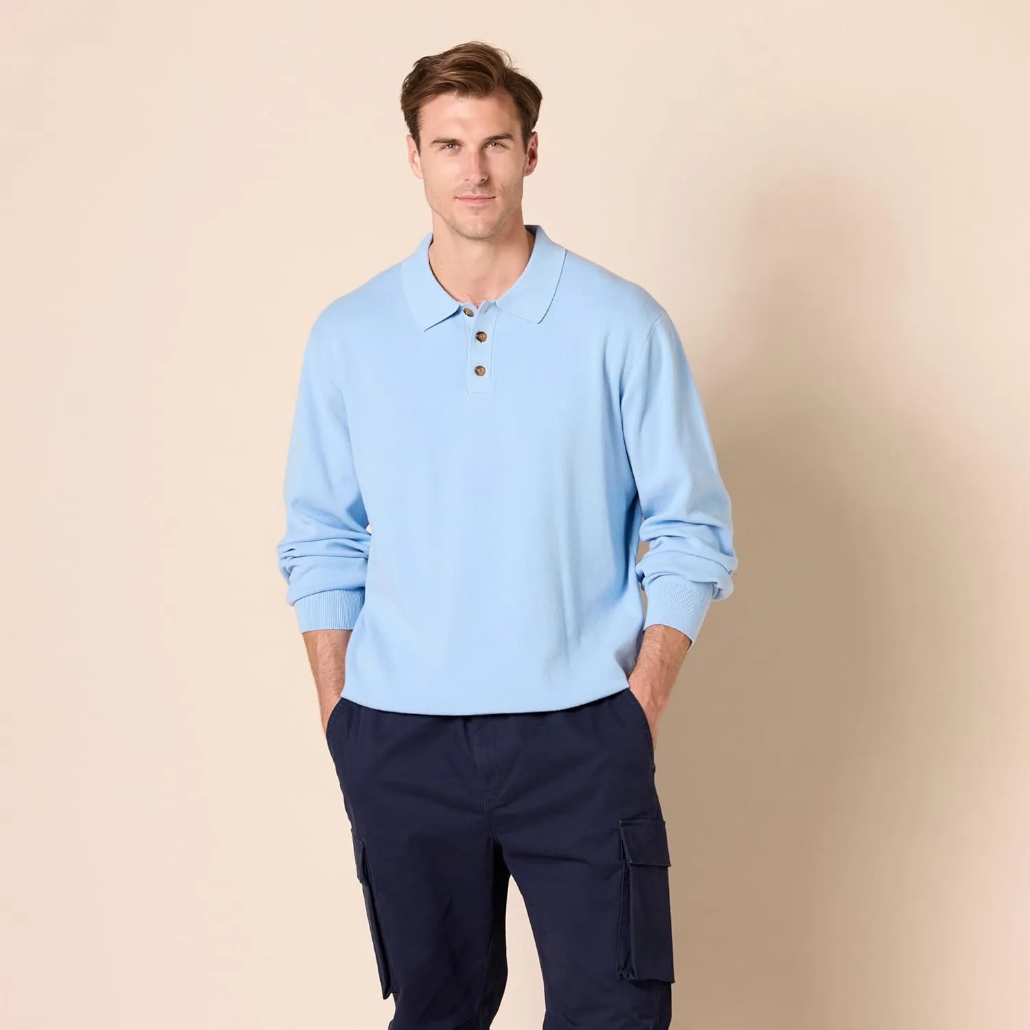 Amazon Essentials Men's Relaxed-Fit Knit Polo Sweater