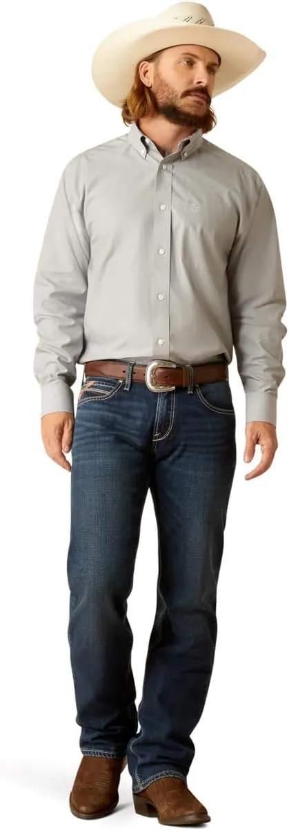 Ariat Men's Wrinkle Free Solid Pinpoint Oxford Classic Fit Shirt