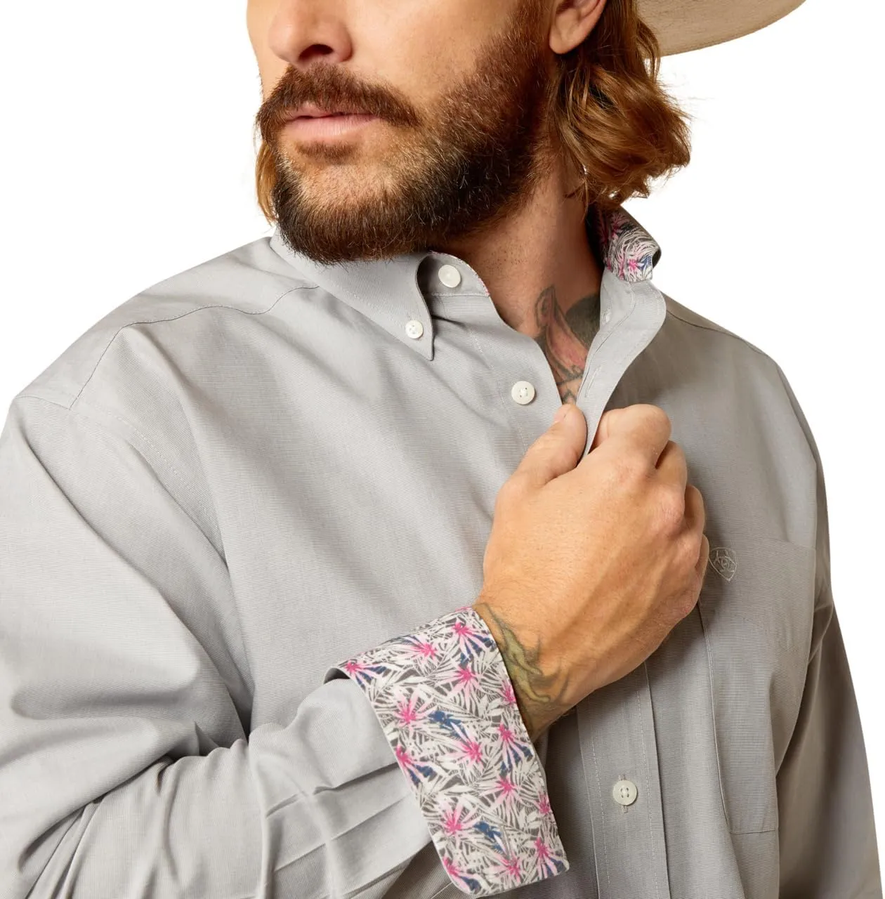 Ariat Men's Wrinkle Free Solid Pinpoint Oxford Classic Fit Shirt