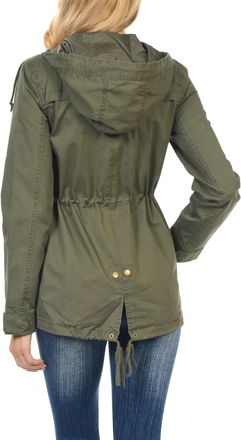 Auliné Collection Women's Versatile Military Safari Utility Anorak Street Fashion Hoodie Jacket