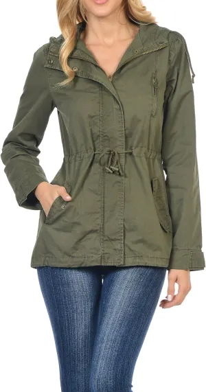 Auliné Collection Women's Versatile Military Safari Utility Anorak Street Fashion Hoodie Jacket
