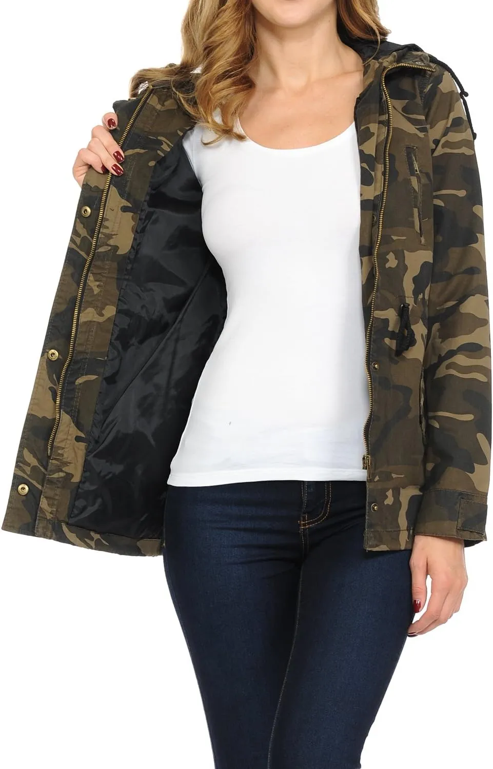 Auliné Collection Women's Versatile Military Safari Utility Anorak Street Fashion Hoodie Jacket