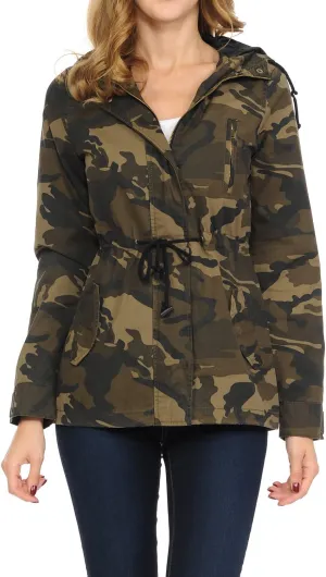 Auliné Collection Women's Versatile Military Safari Utility Anorak Street Fashion Hoodie Jacket