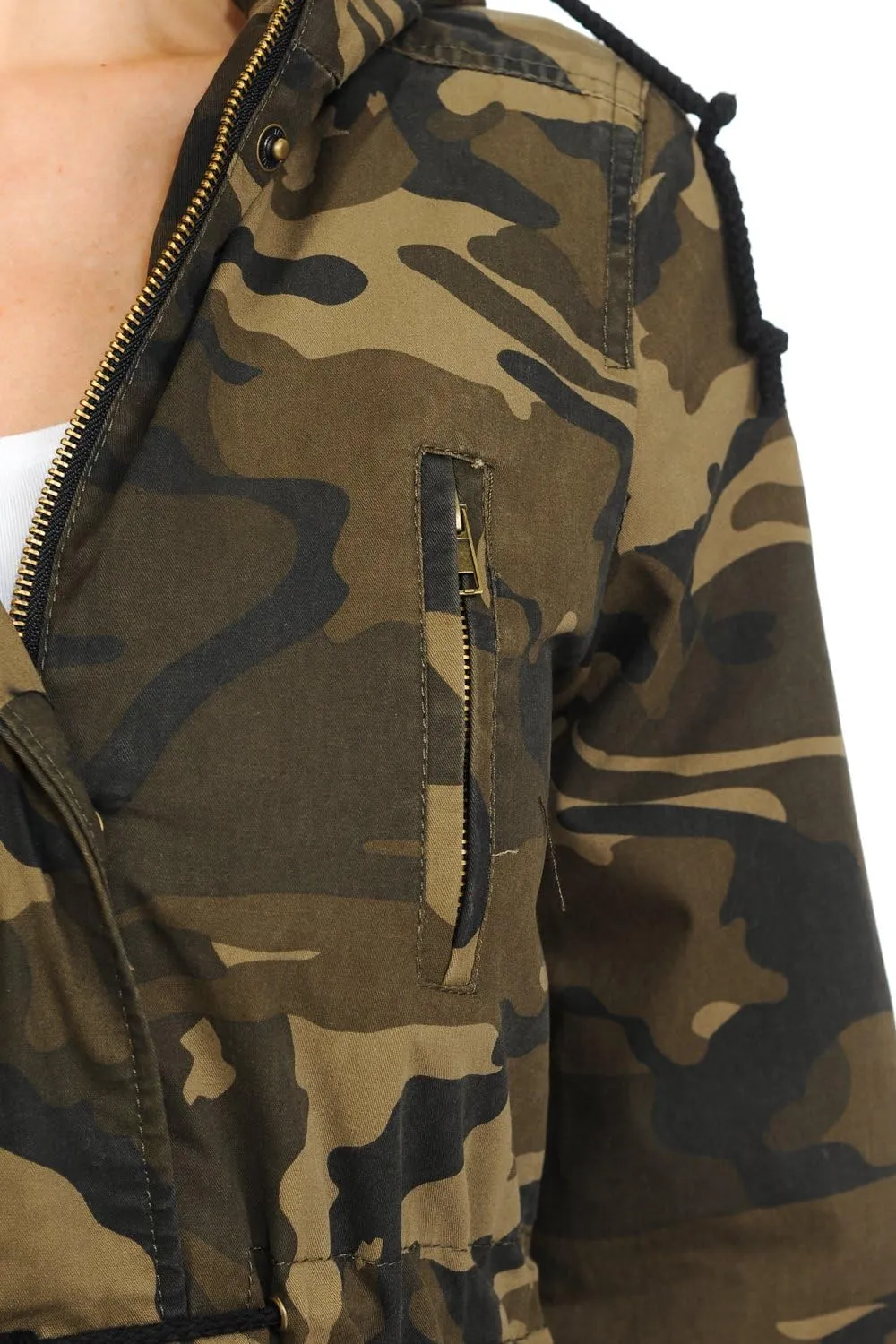 Auliné Collection Women's Versatile Military Safari Utility Anorak Street Fashion Hoodie Jacket