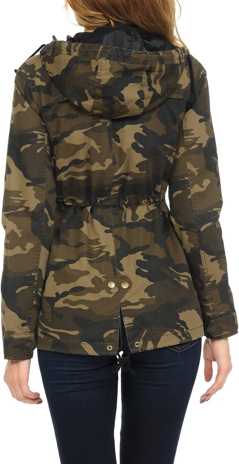 Auliné Collection Women's Versatile Military Safari Utility Anorak Street Fashion Hoodie Jacket