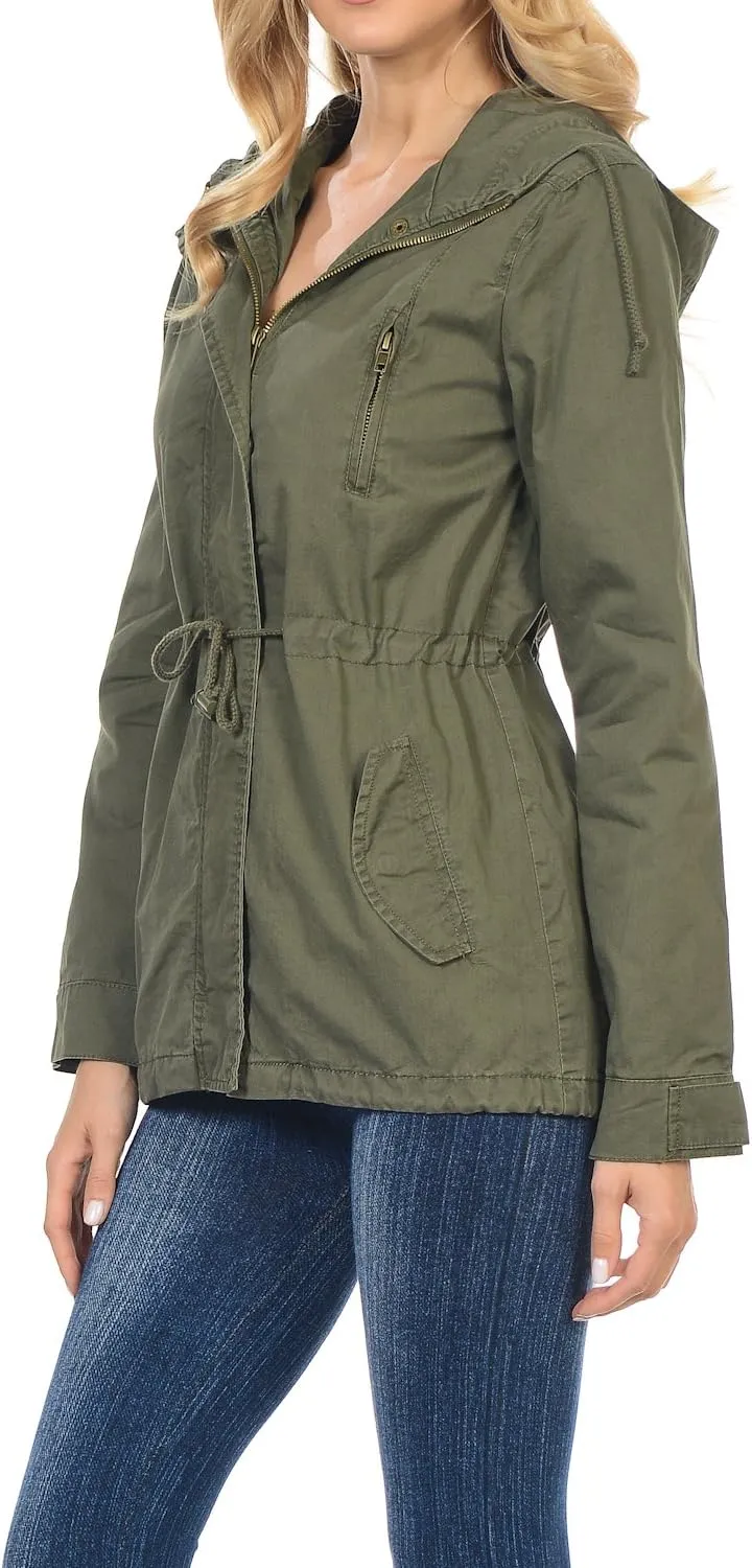 Auliné Collection Women's Versatile Military Safari Utility Anorak Street Fashion Hoodie Jacket