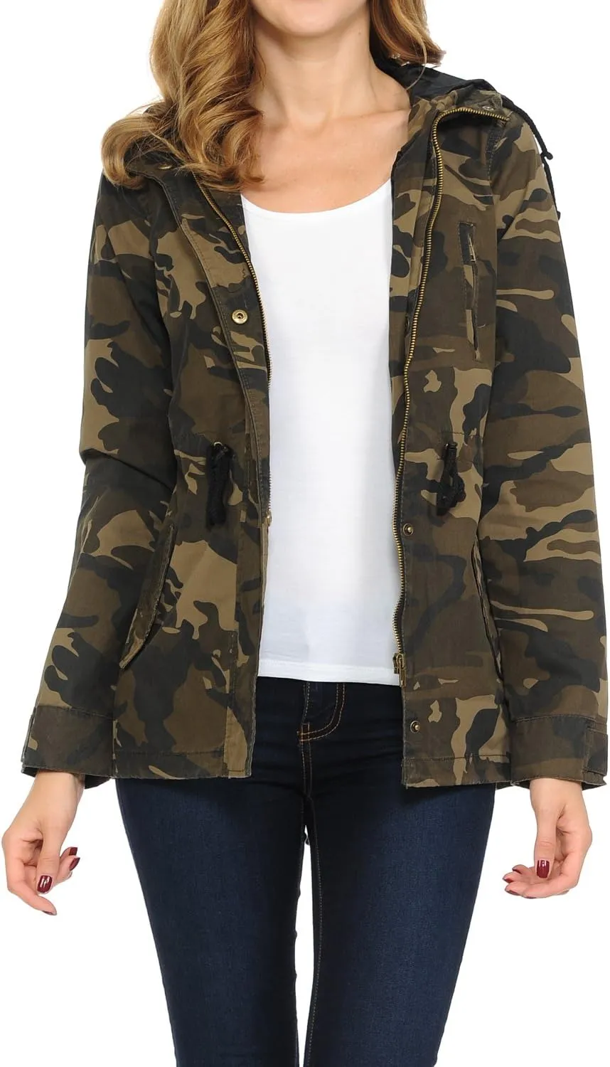 Auliné Collection Women's Versatile Military Safari Utility Anorak Street Fashion Hoodie Jacket