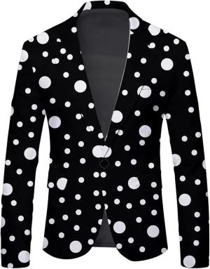 Blazer for Men Striped Polka Dot Leopard Lightweight Suit Jacket Slim Fit Casual Coats Work for Dinner,Prom,Wedding