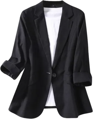 Blazers for Women Business Casual Summer Blazers Lightweight Suit Jackets 3/4 Sleeve Work Jacket Trendy Office Blazer