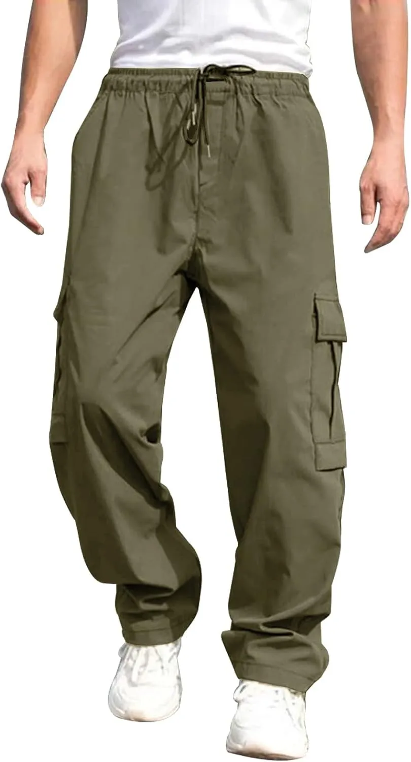 Boys Sweatpants, Fleece Cargo Sweatpants, Athletic Workout Clothes, Boys Joggers Open Leg Trousers with Pockets