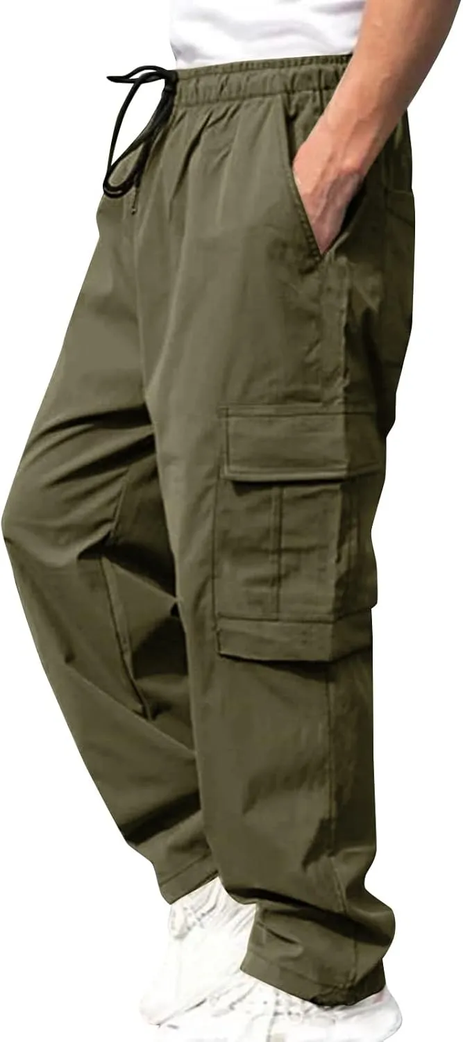 Boys Sweatpants, Fleece Cargo Sweatpants, Athletic Workout Clothes, Boys Joggers Open Leg Trousers with Pockets