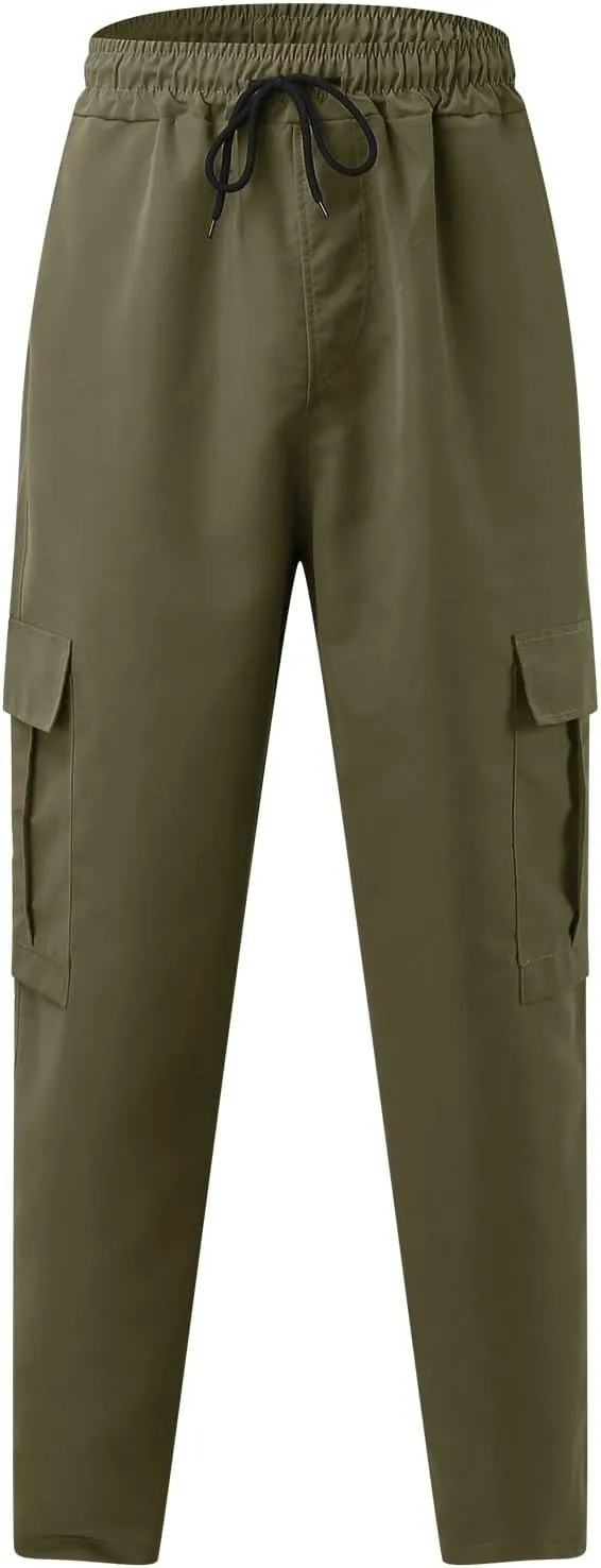 Boys Sweatpants, Fleece Cargo Sweatpants, Athletic Workout Clothes, Boys Joggers Open Leg Trousers with Pockets