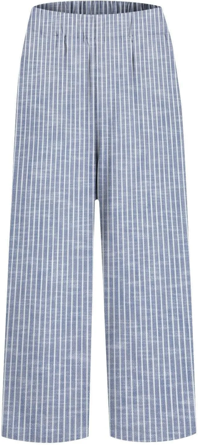 Capri Pants for Women Casual Straight Leg Lounge Trousers Elastic High Waist Lightweight Comfy Loose Palazzo Pants