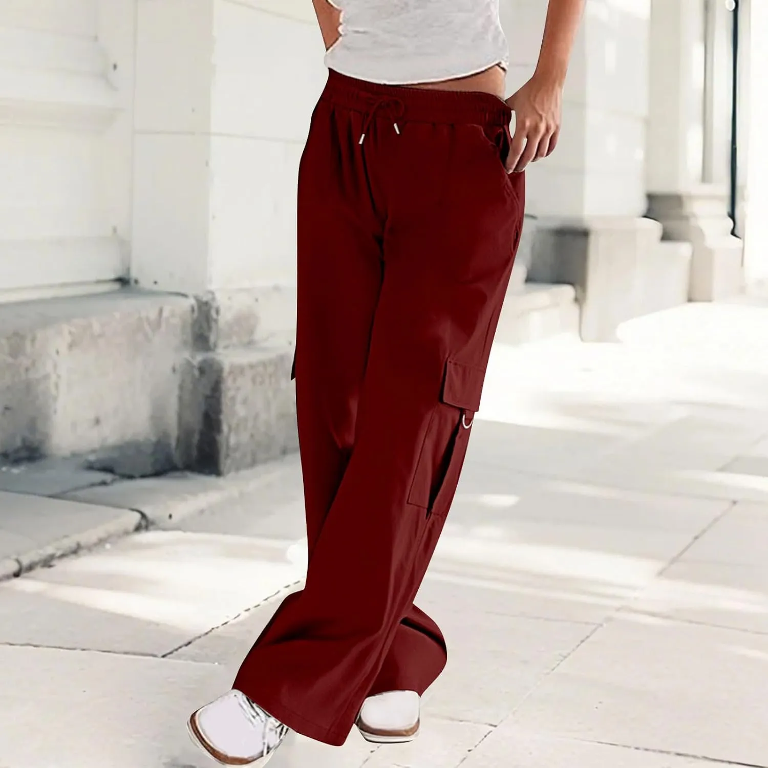 Cargo Pants Women 2025 High Waisted Wide Leg Casual Baggy Pant Y2K Streetwear Stretchy Straight Leg Trousers