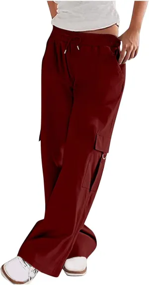 Cargo Pants Women 2025 High Waisted Wide Leg Casual Baggy Pant Y2K Streetwear Stretchy Straight Leg Trousers