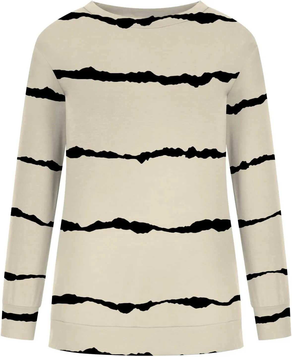 Ceboyel Womens Long Sleeve Shirts Striped Print Sweatshirt Crewneck Pullover Tops Trendy Casual Fall Clothes 2023