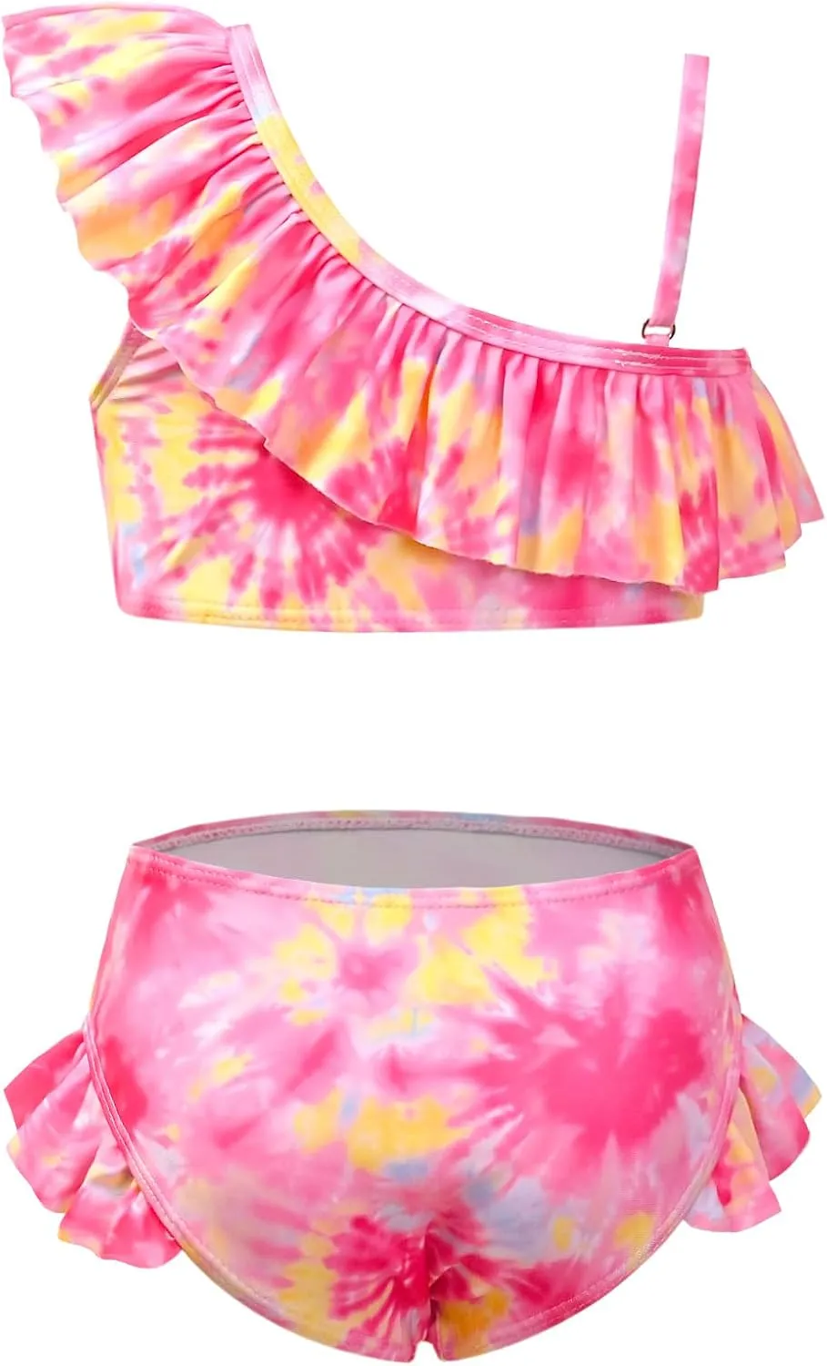 CHILDRENSTAR Girls One Shoulder Swimsuits Kids Two Piece Bathing Suits Beach Pool Swimwear
