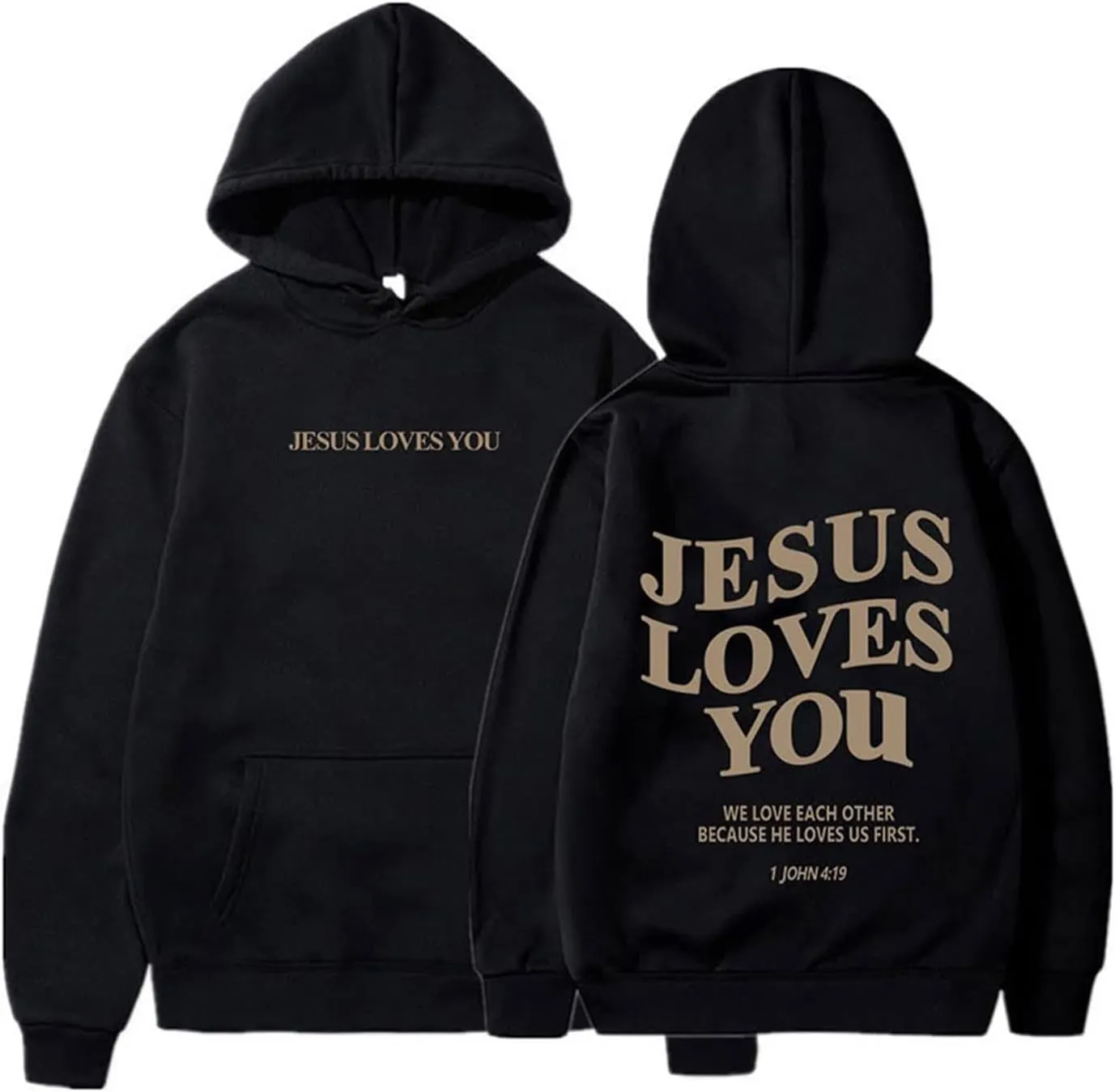 Christian Hoodies for Women Bible Verse Jesus Loves You Graphic Oversized Y2K Hooded Pockets Drawstring Sweatshirts