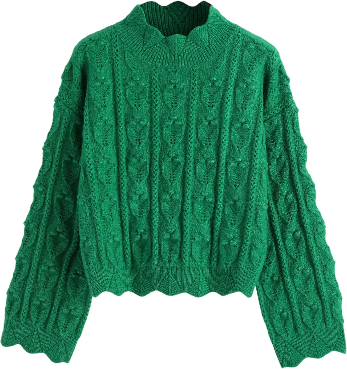CIDER Tractor Textured High Neck Sweater: Green, XL