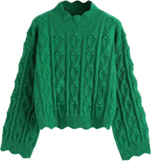 CIDER Tractor Textured High Neck Sweater: Green, XL
