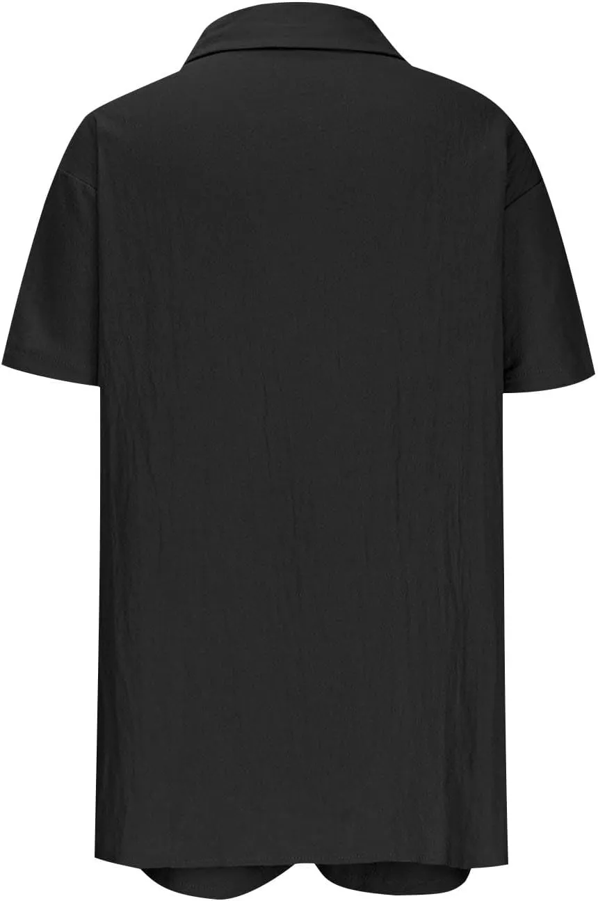 Cotton Linen Two Piece Outfits for Women Summer Shirts and Tops Tracksuits Lounge Beach Vacation Two Piece Outfits