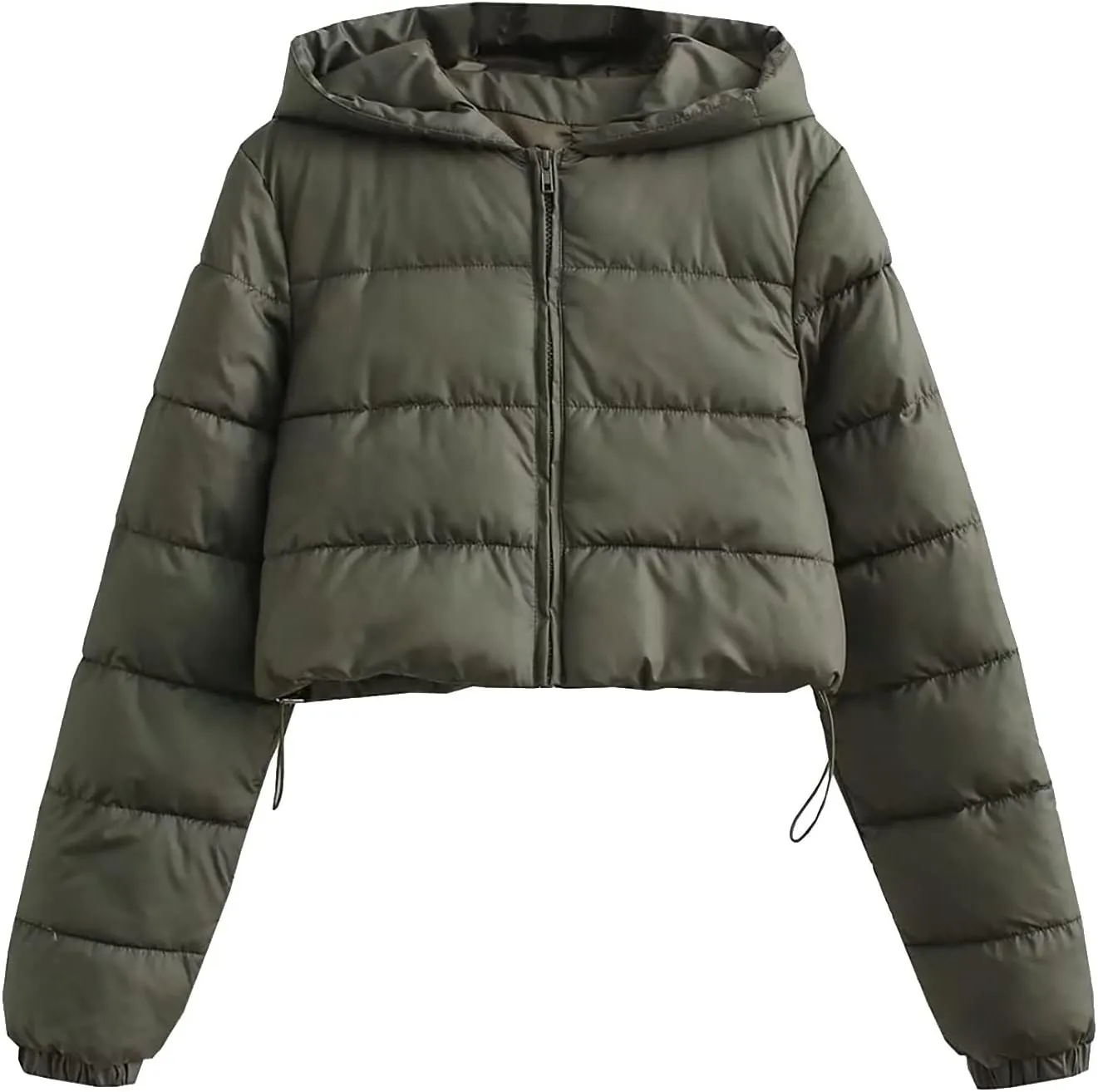 Cropped Puffer Jacket Women Lightweight Down Jacket Packable Parkas Jacket Water-Resistant Zip Thicken Hooded Insulated Coat