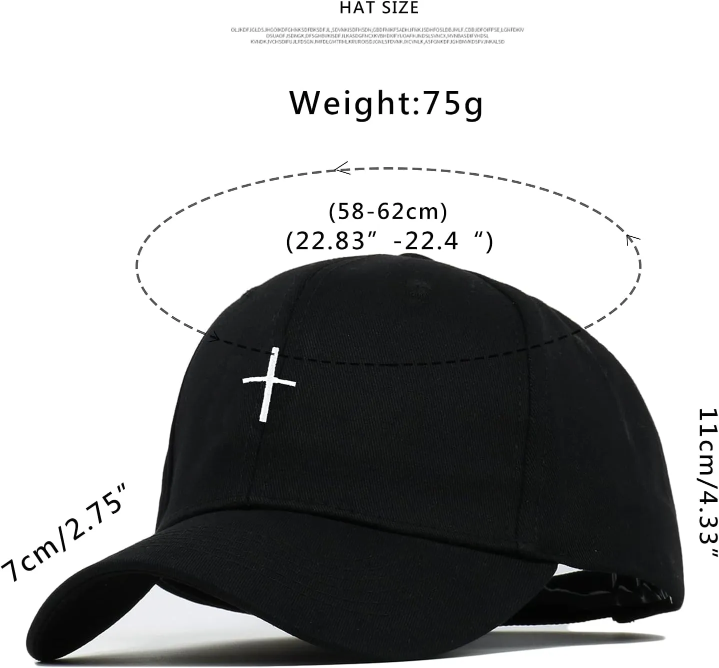 Cross Embroidery Baseball Cap,Adjustable Structured Dad Hat for Men Women Sun Hat