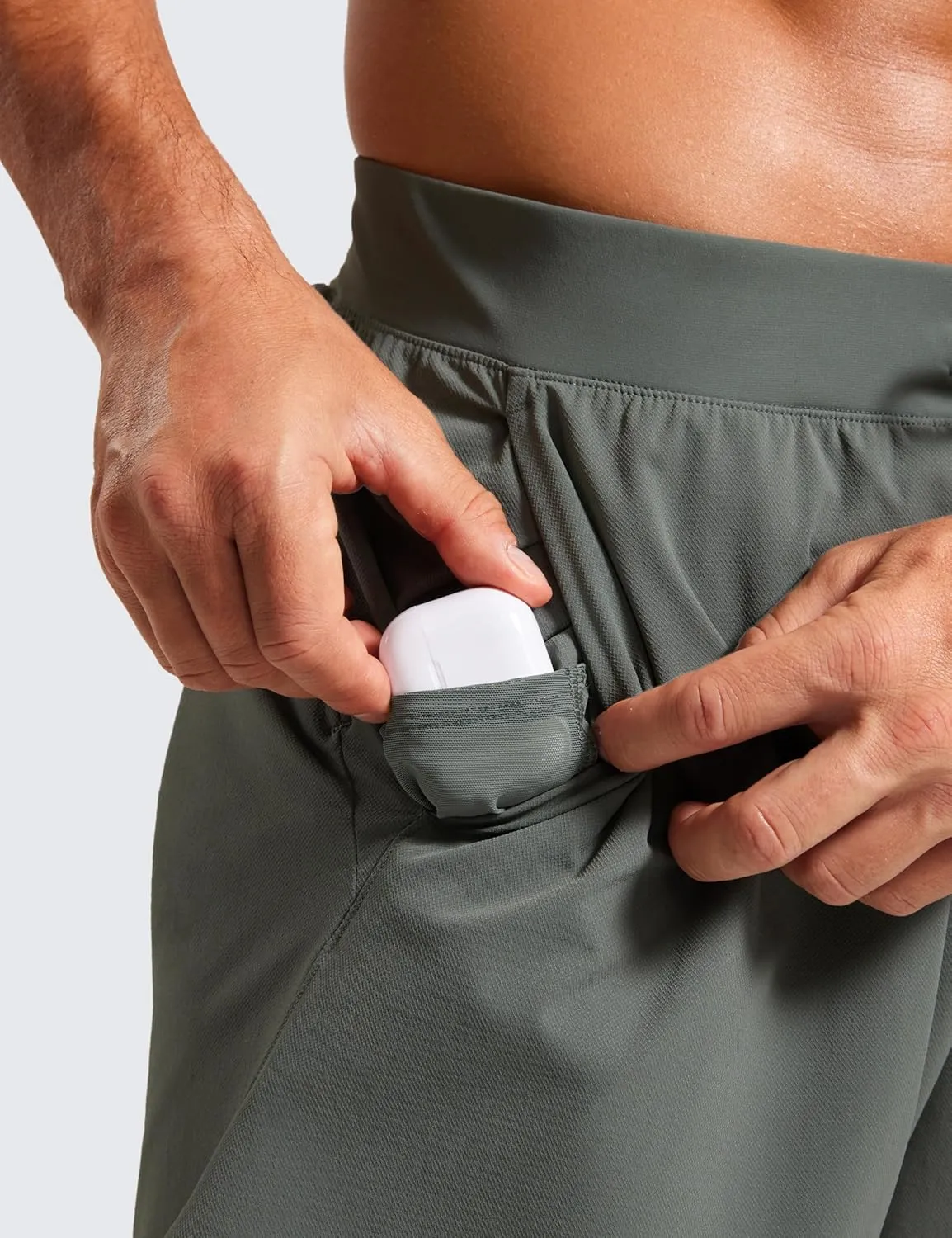 CRZ YOGA Gym Shorts Men 5” Side Split Quick Dry Lightweight Stretchy for Athletic Workout Running with Zipper Pocket