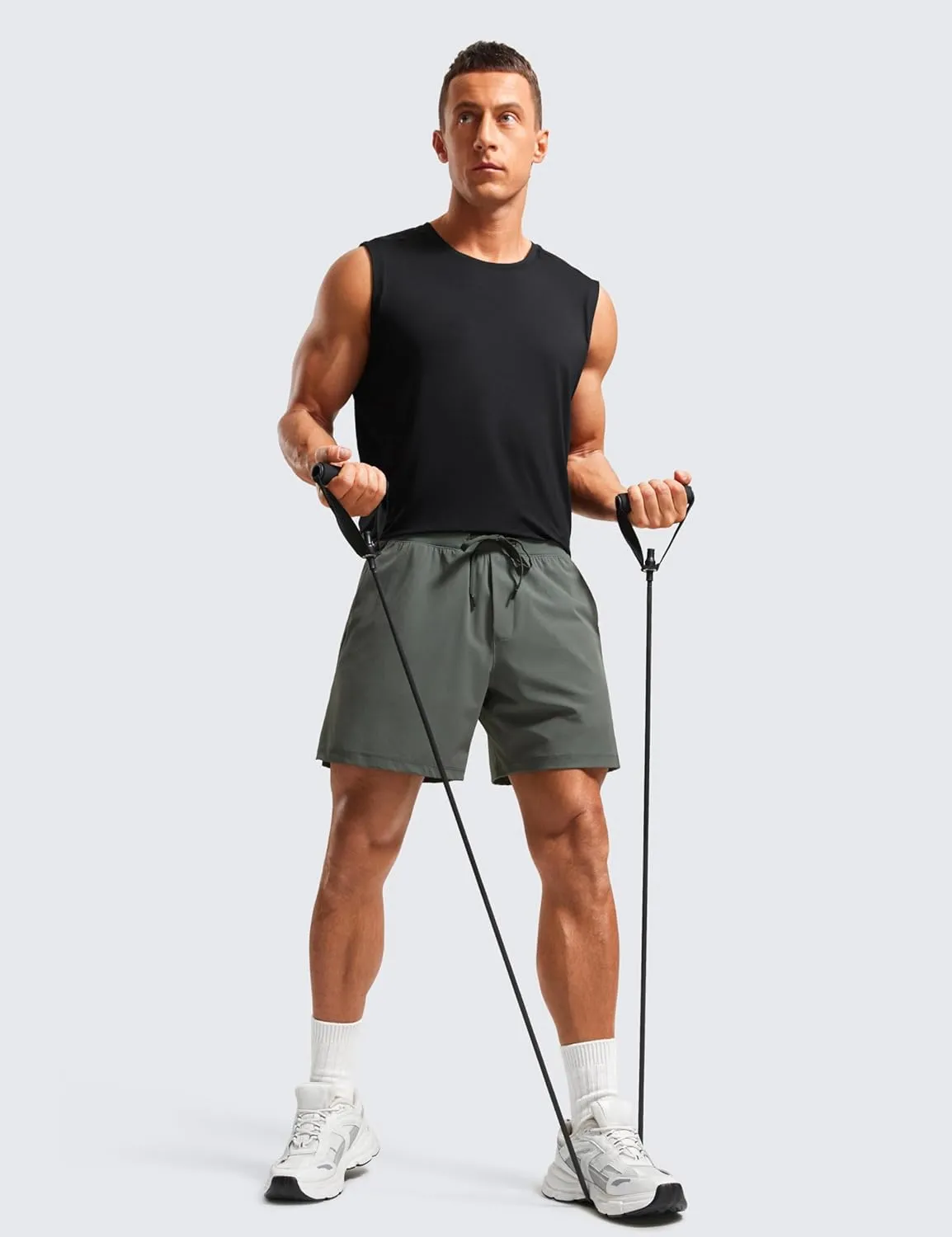 CRZ YOGA Gym Shorts Men 5” Side Split Quick Dry Lightweight Stretchy for Athletic Workout Running with Zipper Pocket