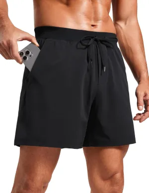 CRZ YOGA Gym Shorts Men 5” Side Split Quick Dry Lightweight Stretchy for Athletic Workout Running with Zipper Pocket